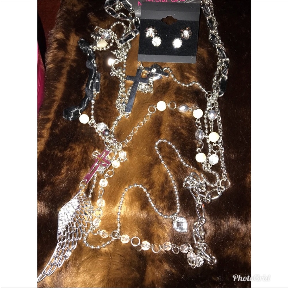 NEW MADONNA MATERIAL GIRL SILVER CHARM NECKLACE